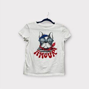 Old Navy “Amour” French Bulldog Graphic Tee – Kids Size 10–12